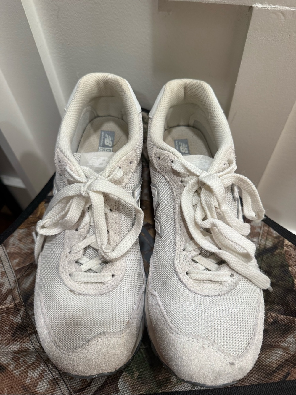 New Balance Cream Mesh & Suede Sneakers